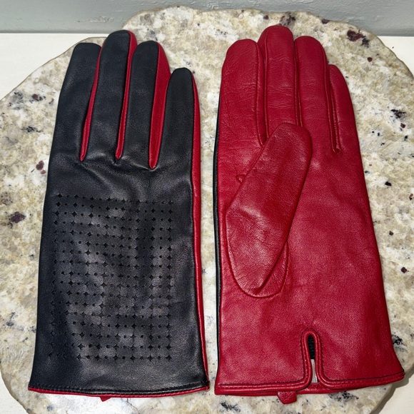 ECHO Black and Red Perforated Soft Buttery Leather Riding Gloves Size XL - Picture 6 of 16